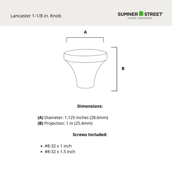 Lancaster 1 1 8 Diameter Knob